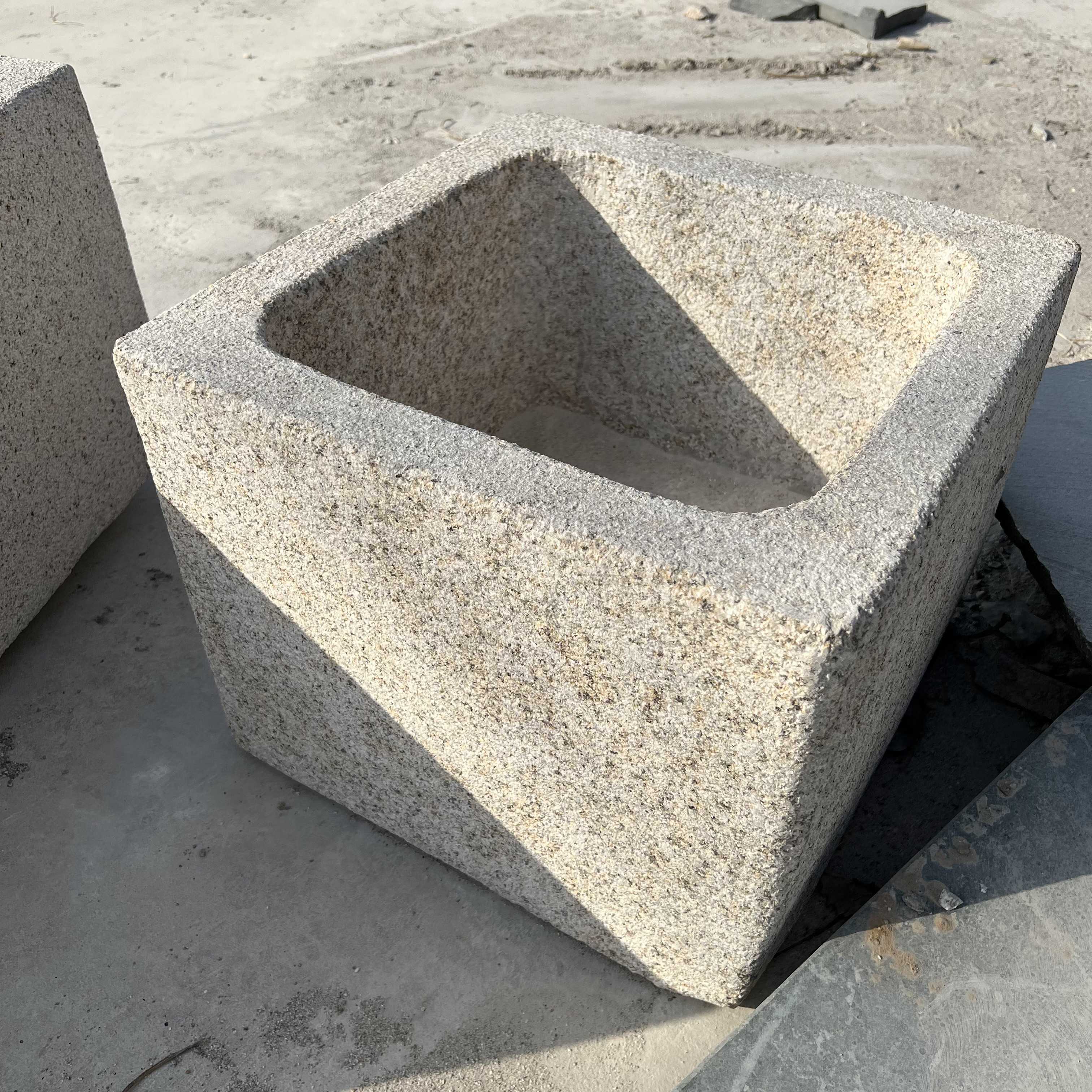 Old stone trough grey granite outdoor big flower square port basin