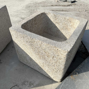 Old stone trough grey granite outdoor big flower square port basin