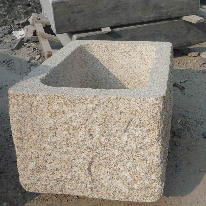 Antique granite stone trough for flower pot