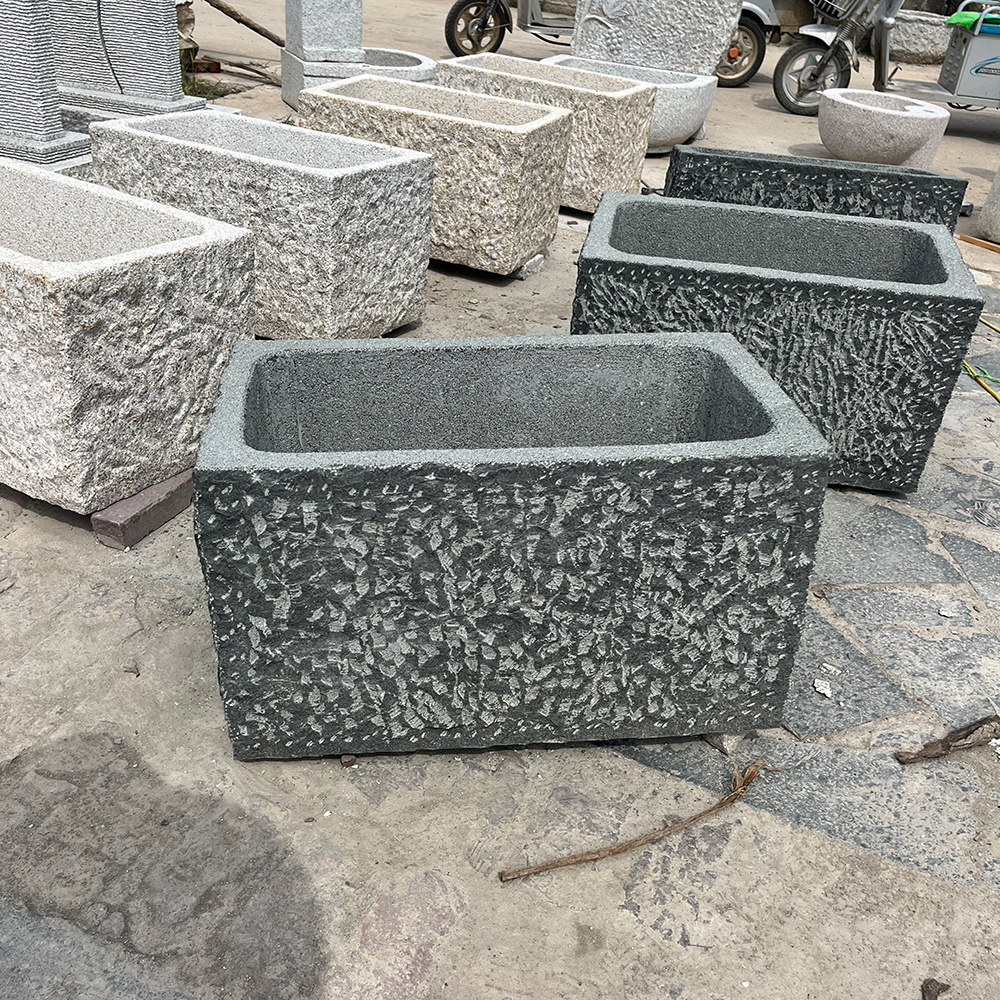 Old stone natural stone trough antique flower pots for garden