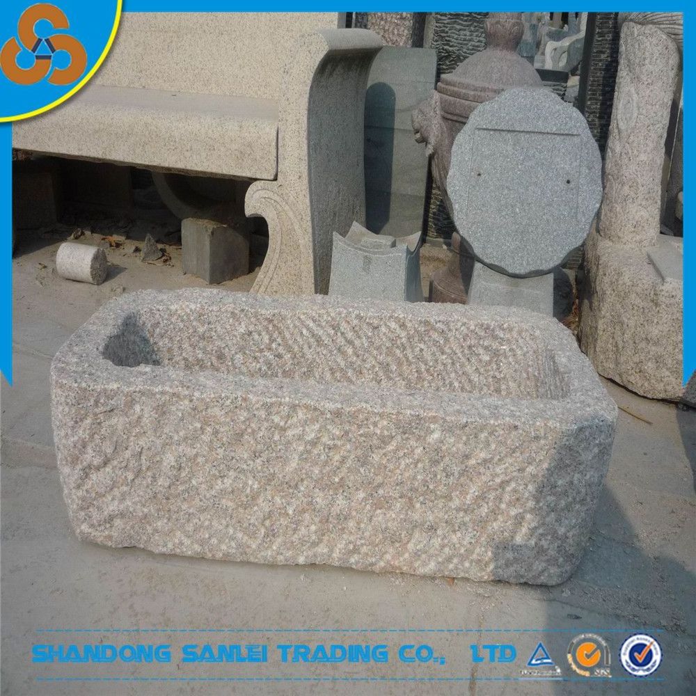 Antique granite stone trough for flower pot