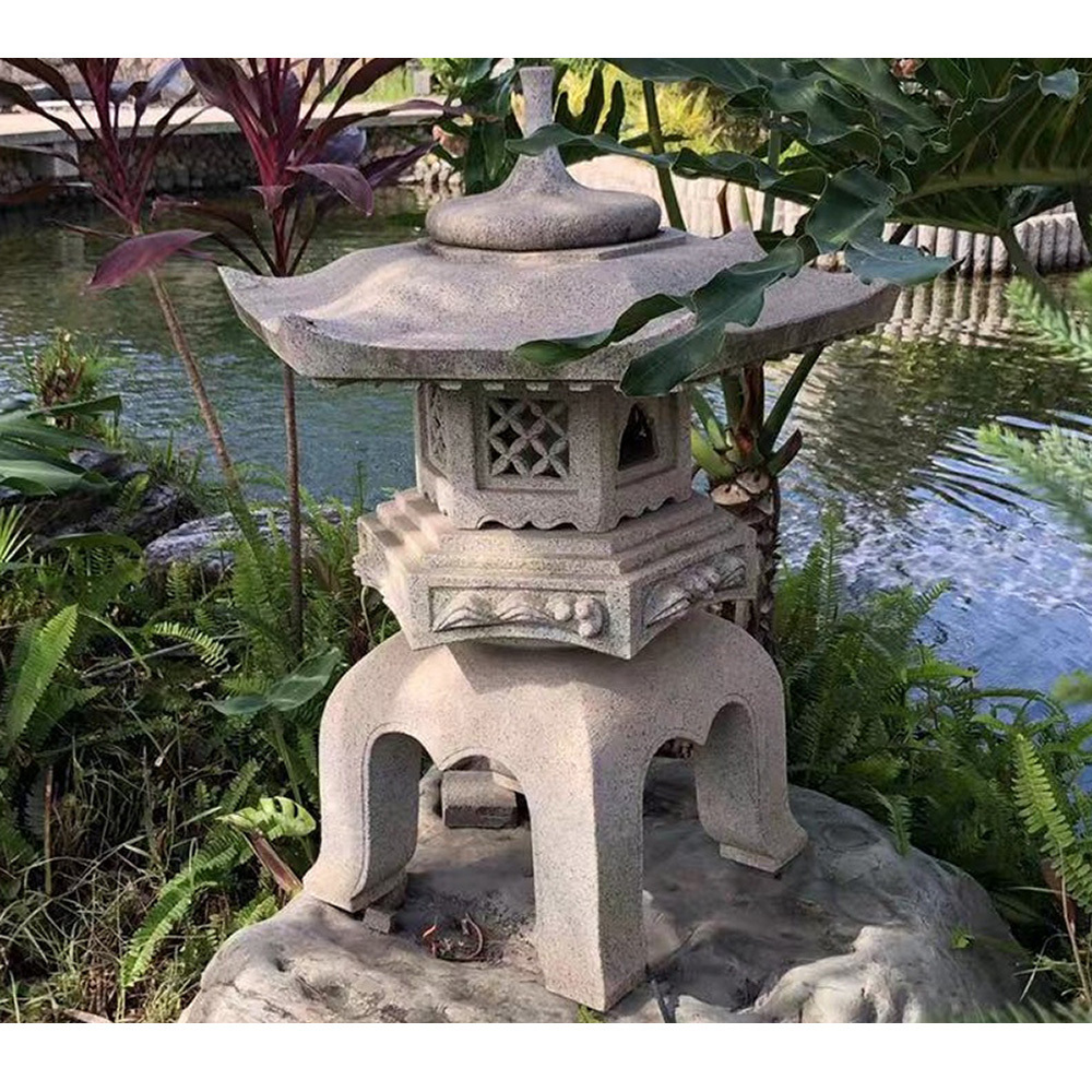 Japanese decorative carved granite stone lanterns  handmade outdoor lantern sale