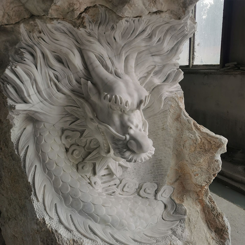 Large Outdoor Decoration stone marble Dragon Statue animal Sculpture for sale