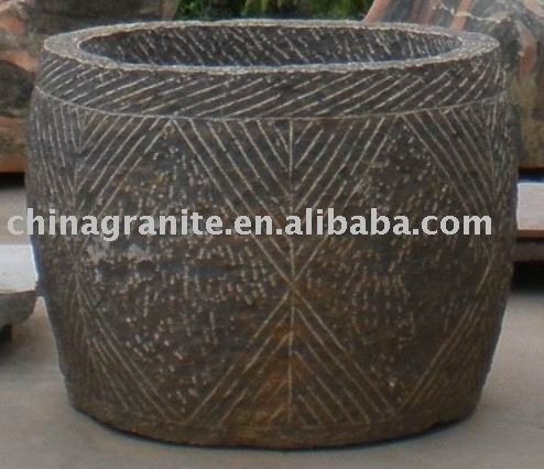 Wholesale stone garden flower pot/old effect planter granite flower pot