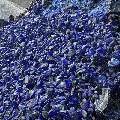 wholesale colored large landscaping slag glass blue glass rocks rock