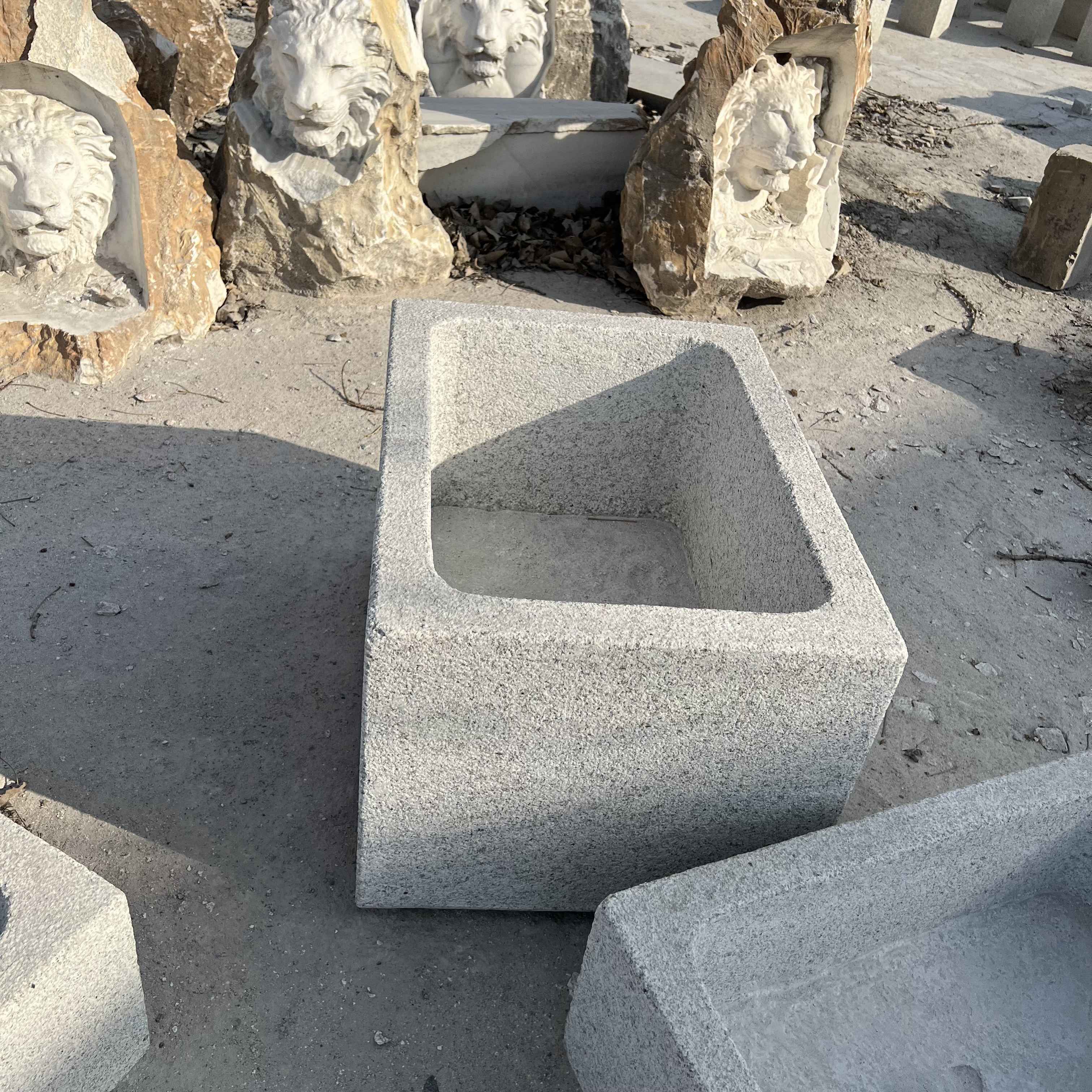 Old stone trough grey granite outdoor big flower square port basin