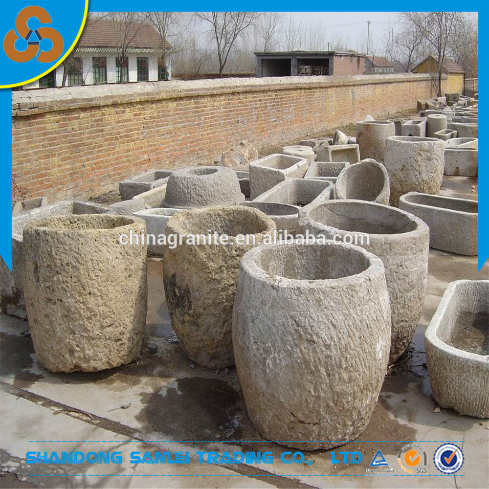 Wholesale stone garden flower pot/old effect planter granite flower pot