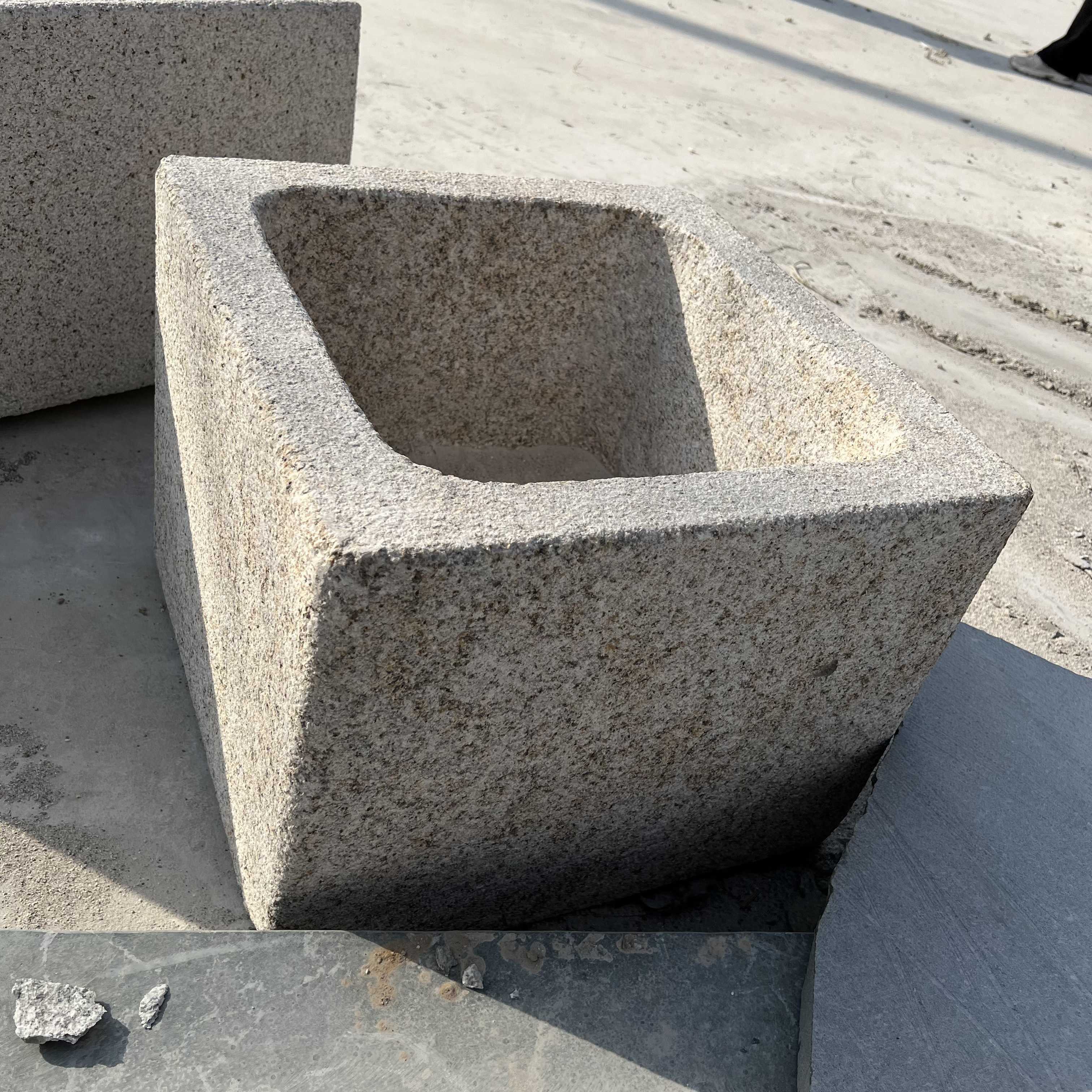 Old stone trough grey granite outdoor big flower square port basin