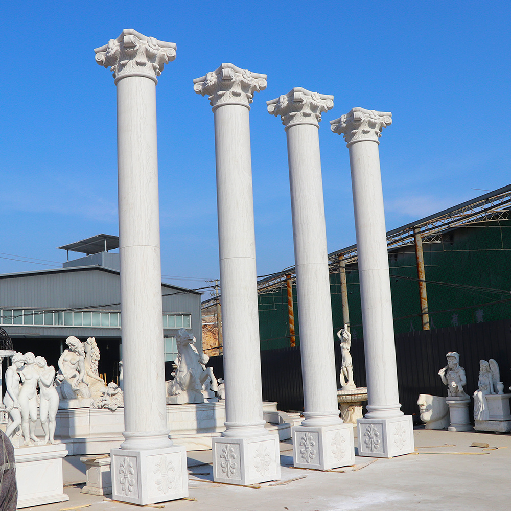 Marble Columns Private Residence Natural Stone Pillar Marble Portico Columns For Sale