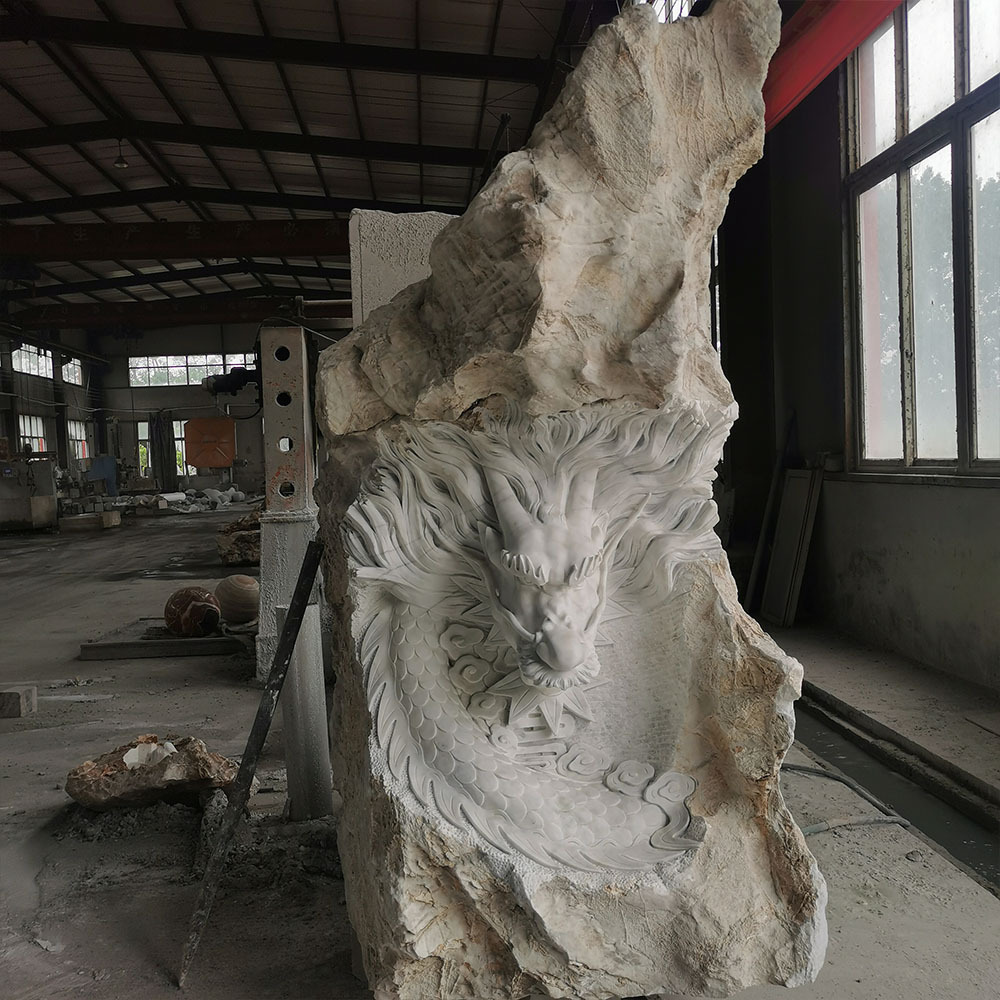 Large Outdoor Decoration stone marble Dragon Statue animal Sculpture for sale