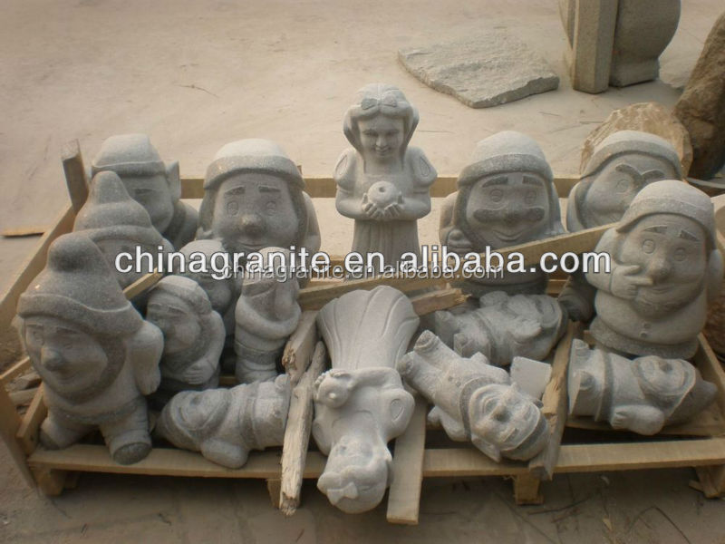 Garden decoration stone carving snow white and the seven dwarfs statue