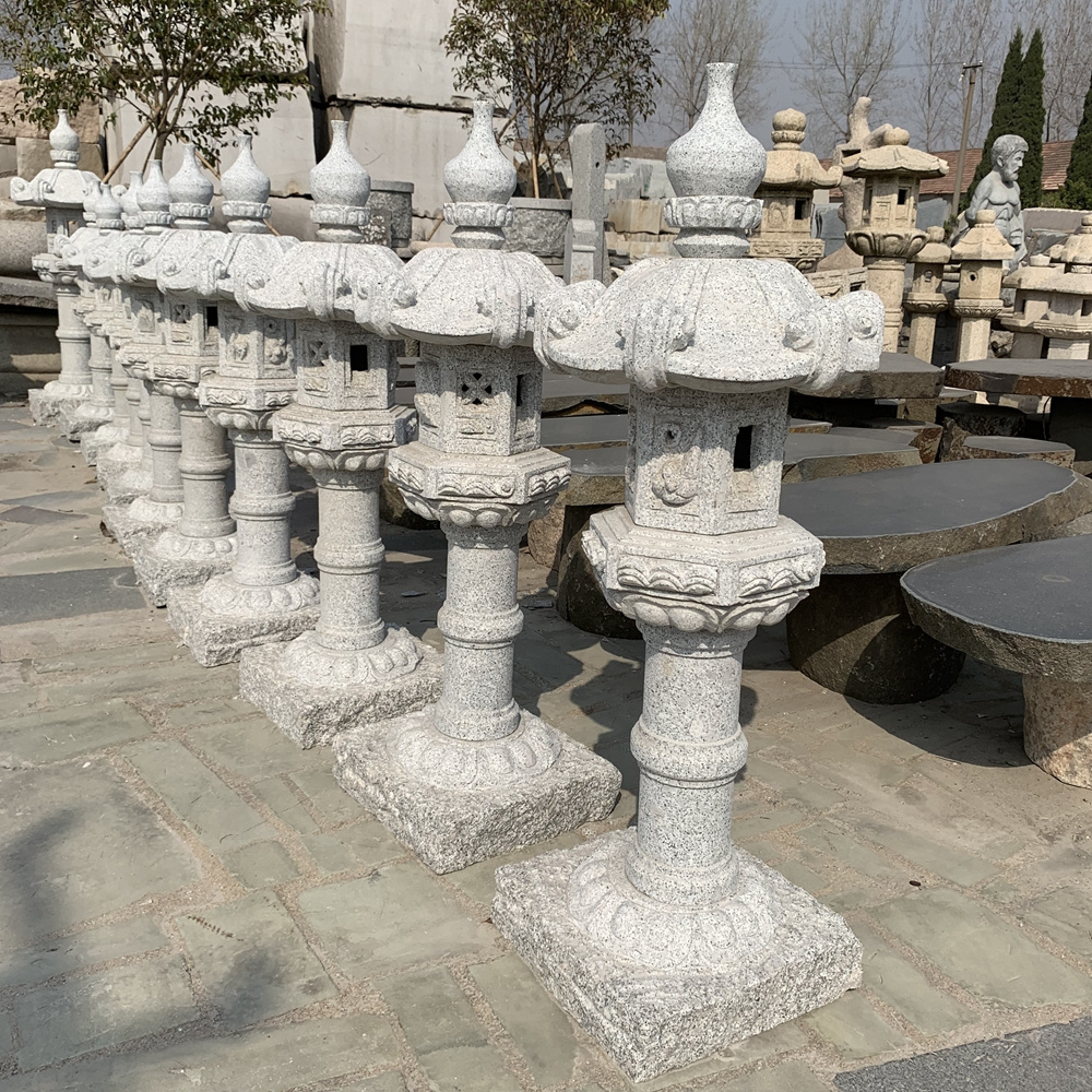 Japanese decorative carved granite stone lanterns  handmade outdoor lantern sale