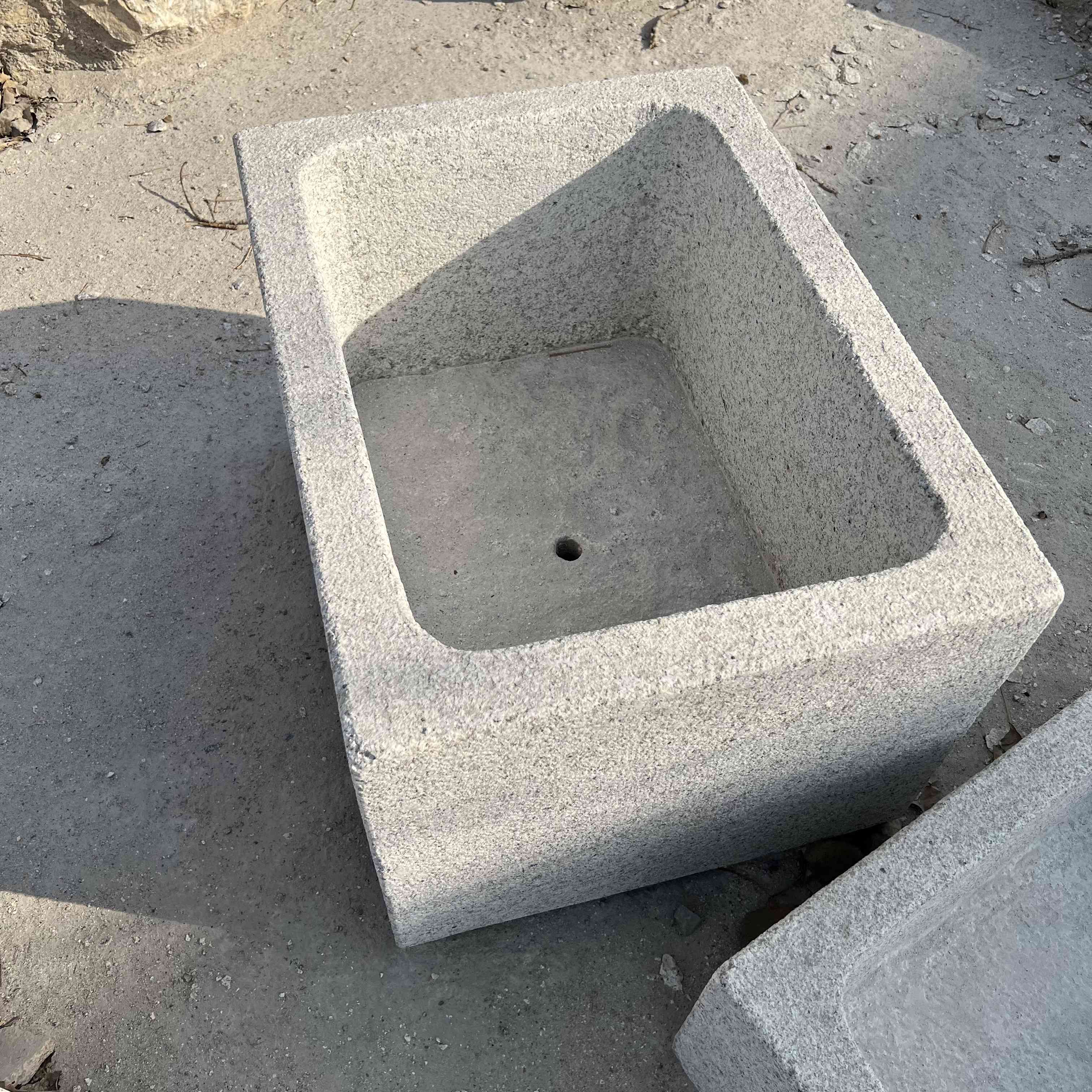 Old stone trough grey granite outdoor big flower square port basin