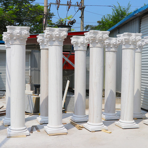 Marble Columns Private Residence Natural Stone Pillar Marble Portico Columns For Sale