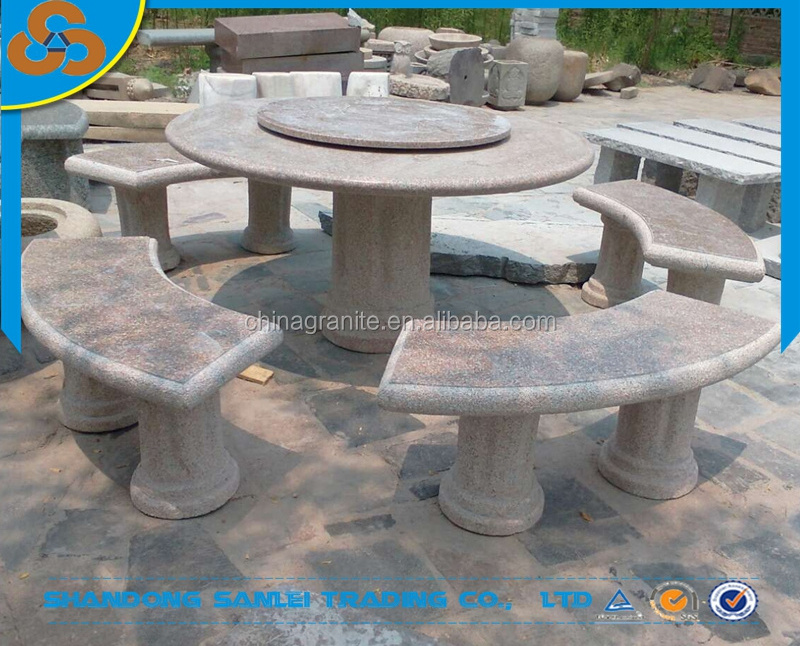 2017 new model stone granite and marble spinning dining table