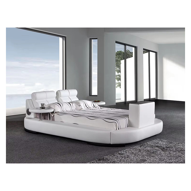 Luxury White bed with TV and iPhone player