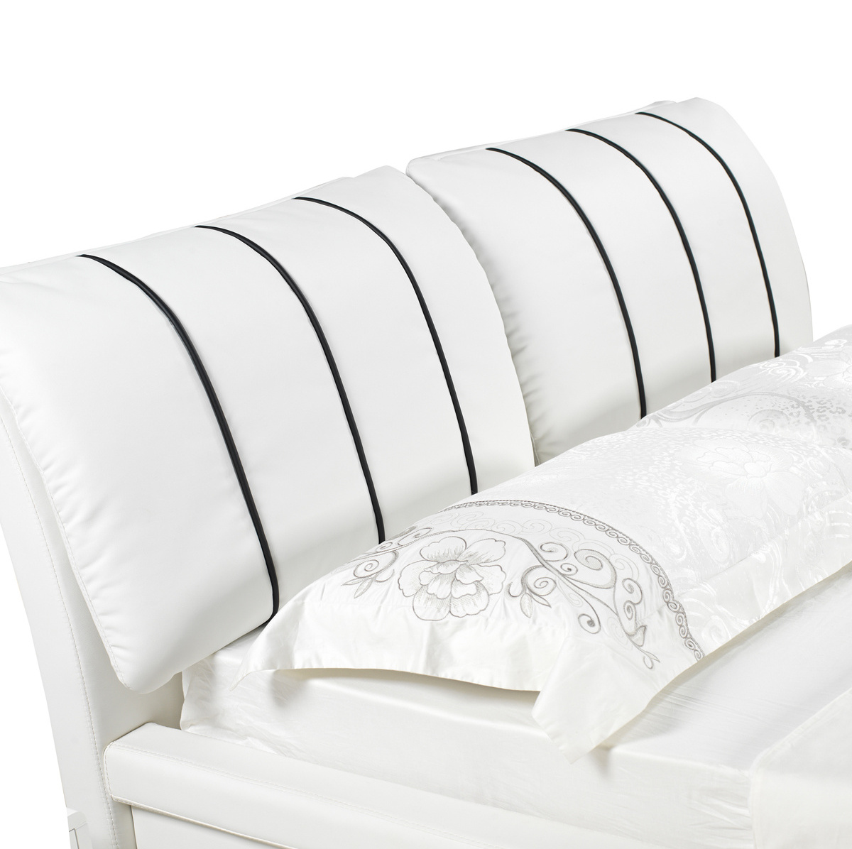 competitive price solid pine wood headboard king fabric bed