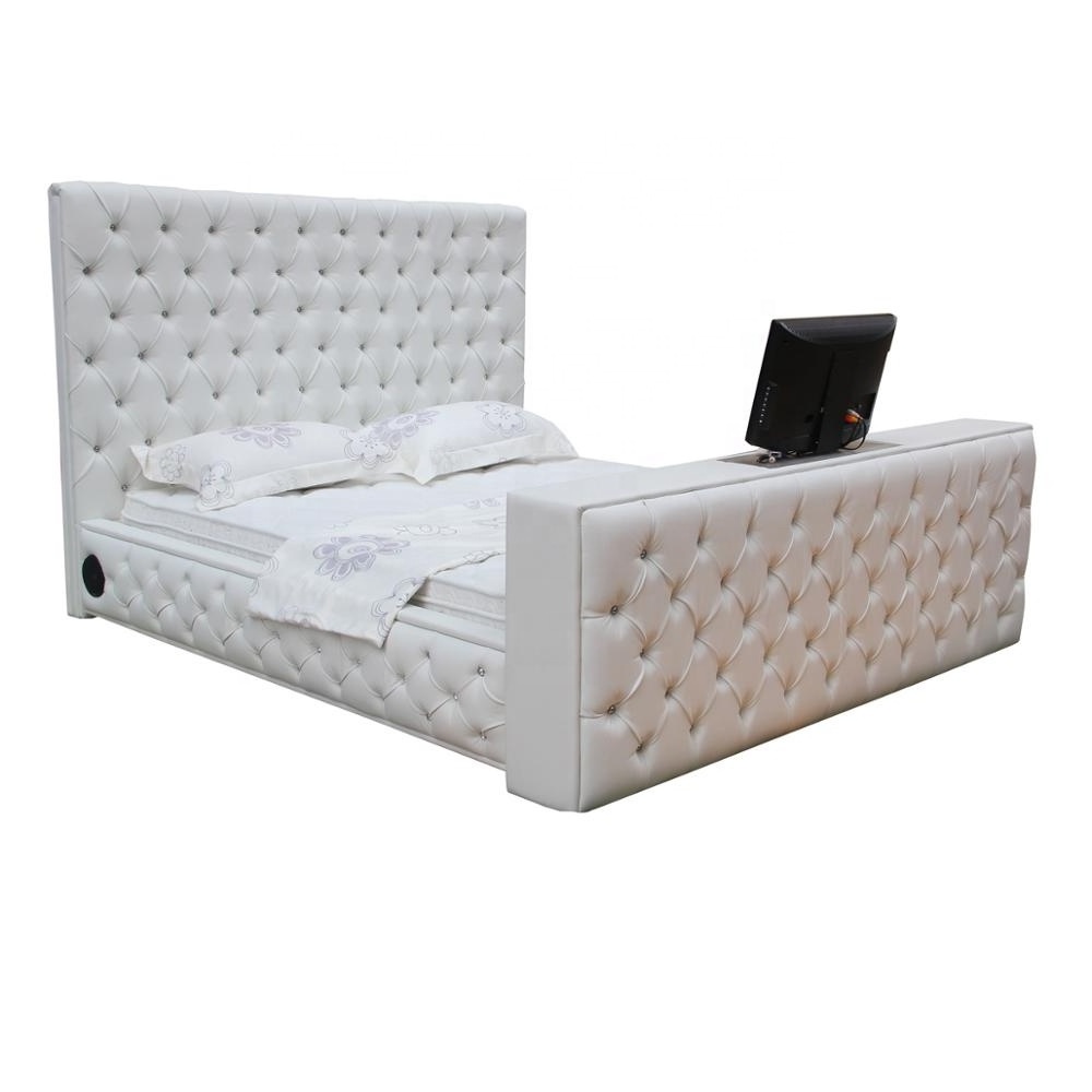 high quality remote control lift queen size tv bed modern for bedroom bed