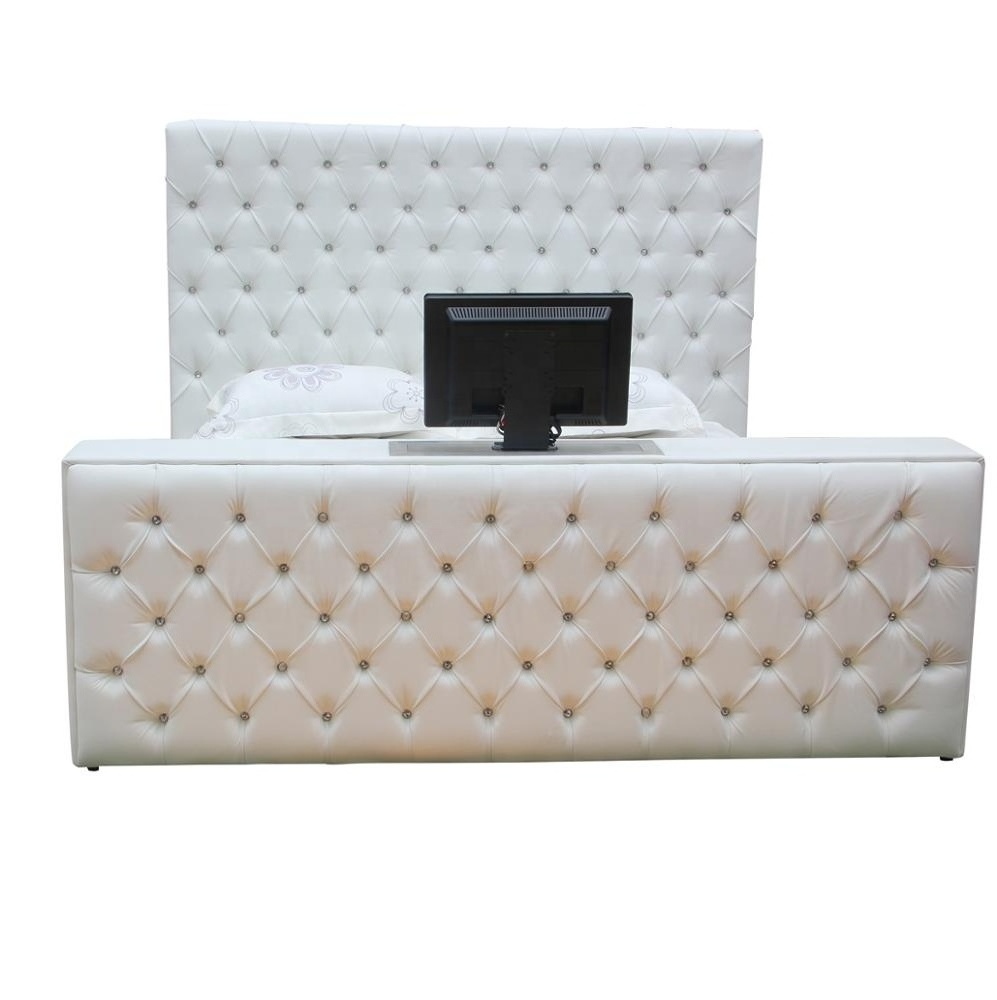 high quality remote control lift queen size tv bed modern for bedroom bed