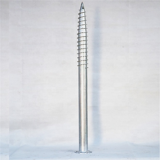 Solar system Q235 galvanized ground screw anchor 76mm fence post spike support