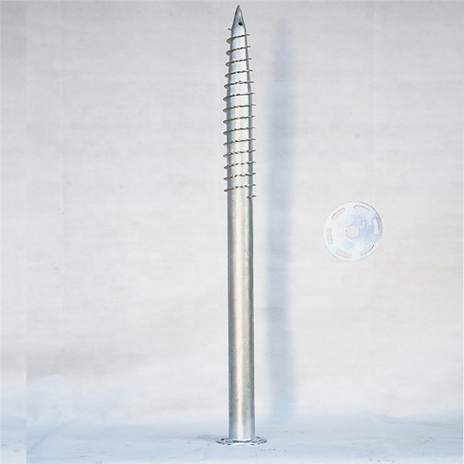 Solar system Q235 galvanized ground screw anchor 76mm fence post spike support