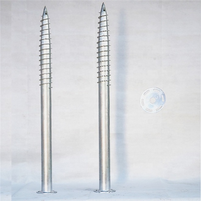 Solar system Q235 galvanized ground screw anchor 76mm fence post spike support