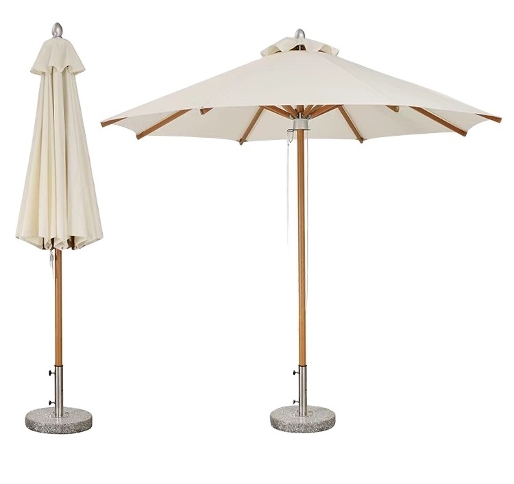 2.7M wooden center pole outdoor umbrella color customized for restaurant,beach,garden furniture parasol