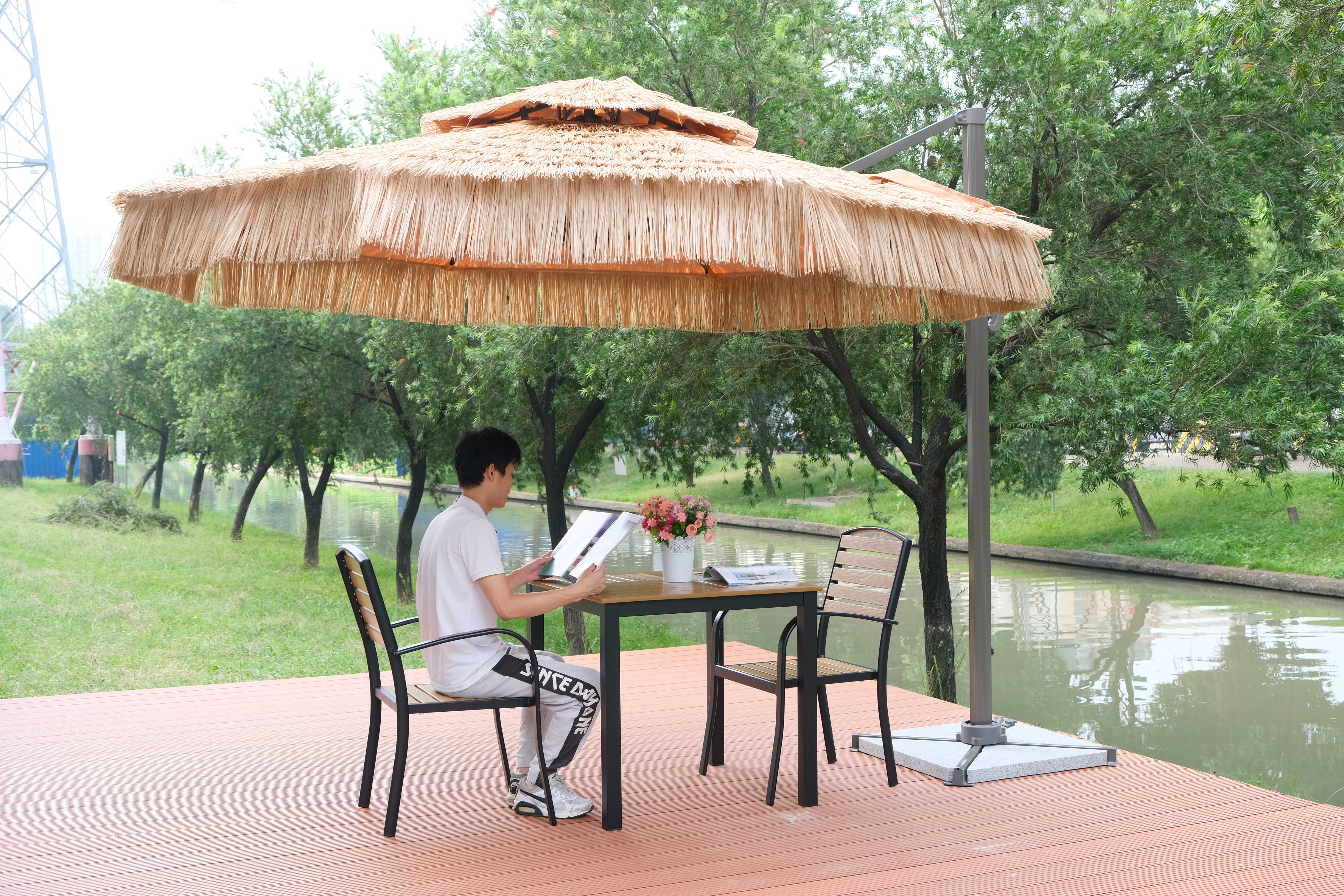 furniture parasol 38mm Outdoor Garden Umbrellas China Wholesale Market Custom Strong aluminum  Easy Open Folding Umbrella