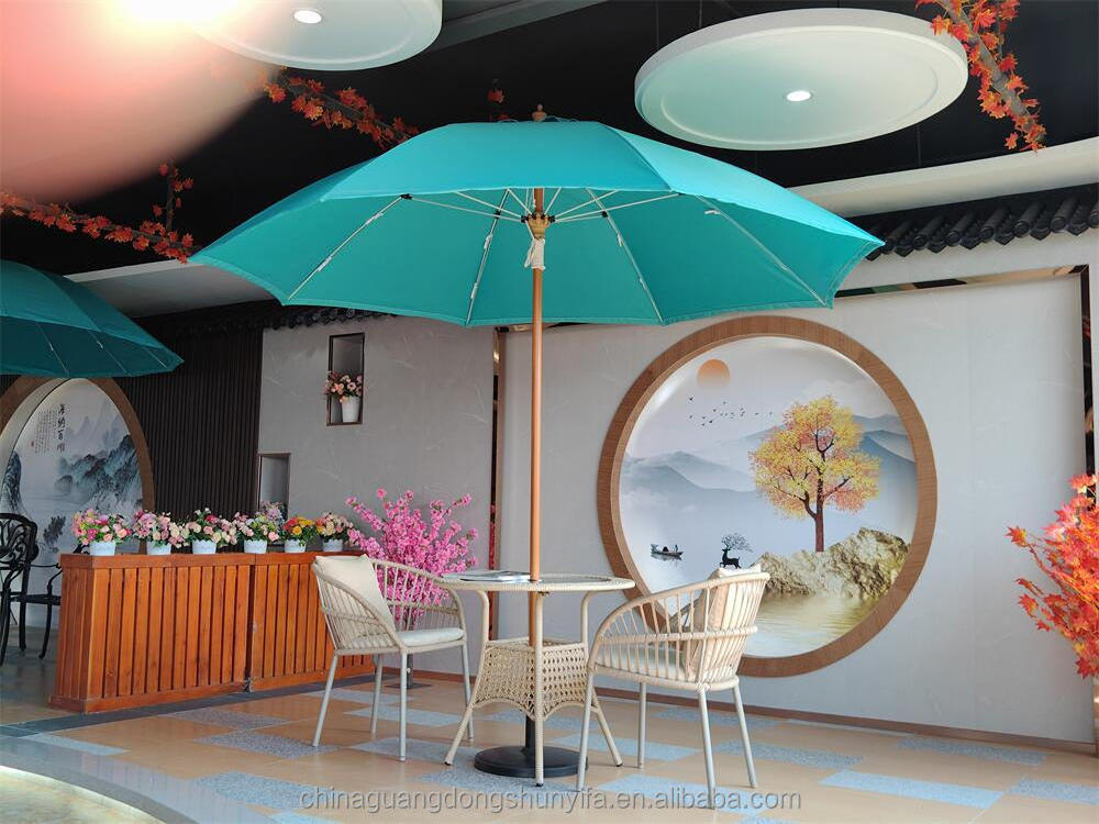 customized big size huge outdoor umbrella bear coffee drink bar parasol telescopic patio umbrella 5*5