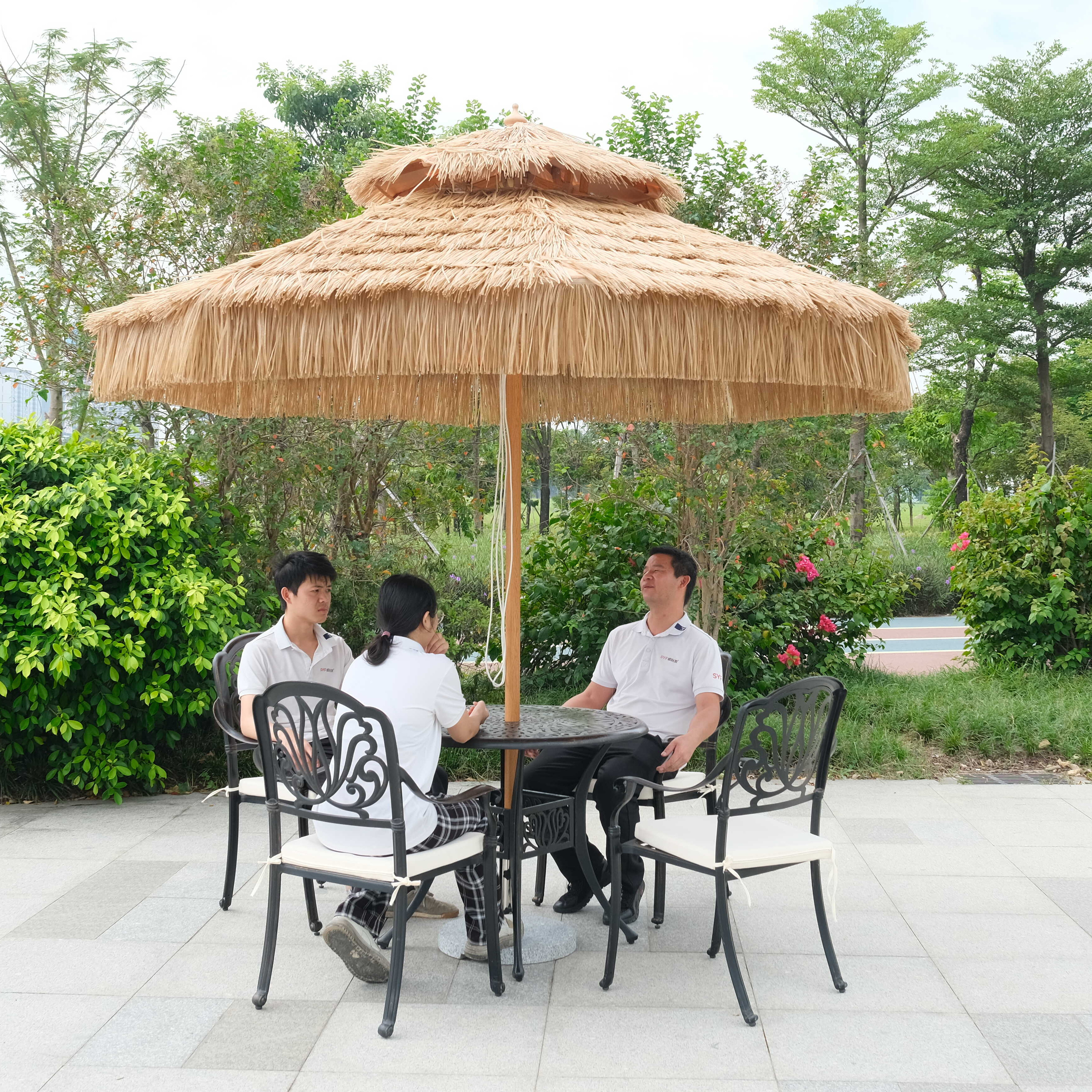 thatch beach umbrella straw grass furniture parasol grass beach seagrass synthetic tiki thatch roof patio bar umbrella 2023