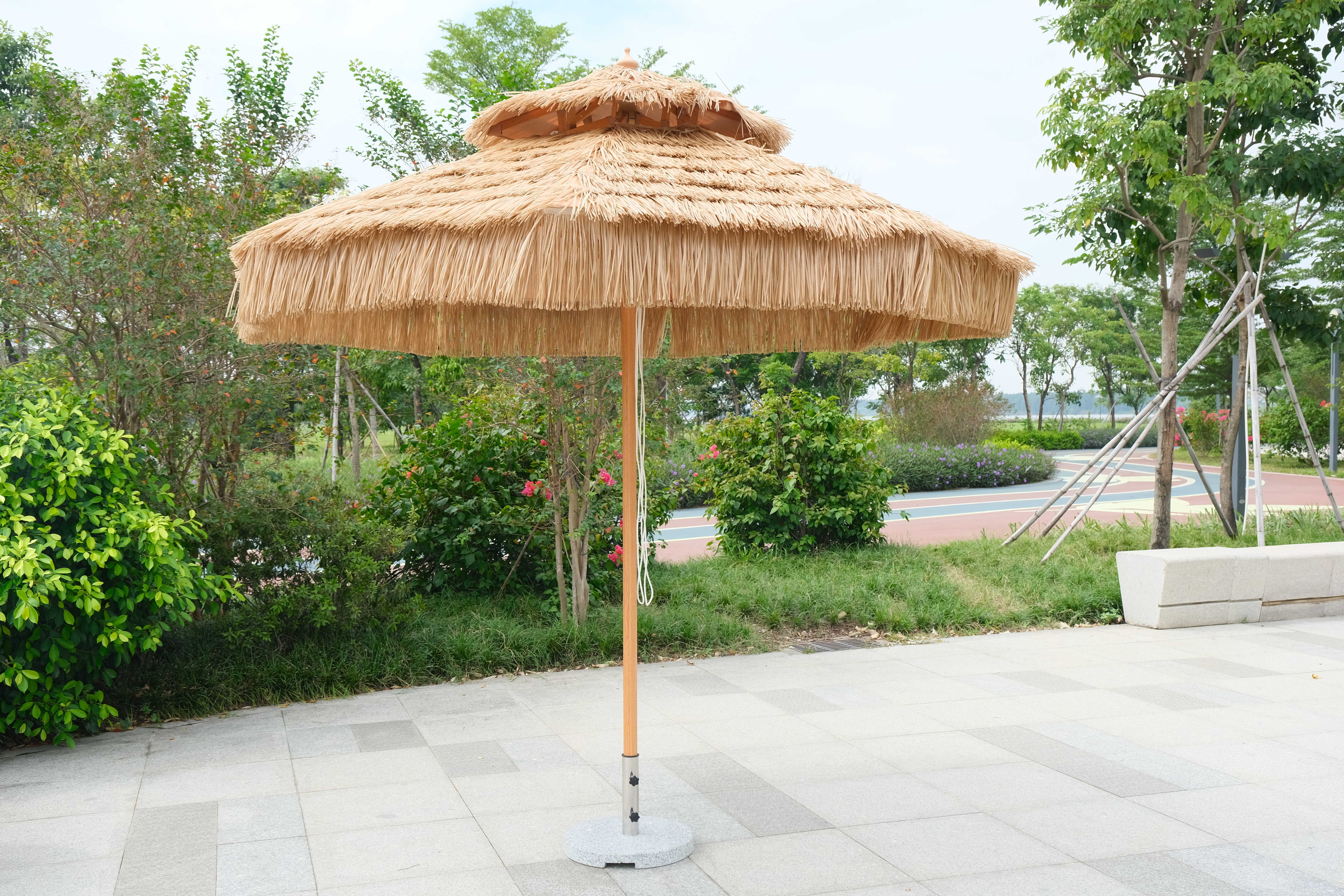 thatch beach umbrella straw grass furniture parasol grass beach seagrass synthetic tiki thatch roof patio bar umbrella 2023