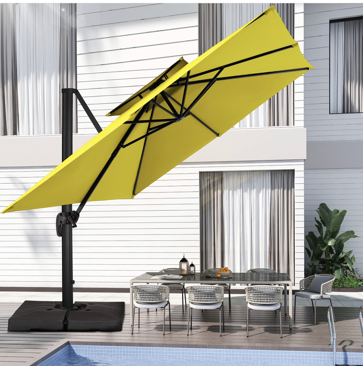 outdoor patio roman umbrella solar panel outdoor umbrella square steel base large outside umbrella attached to house