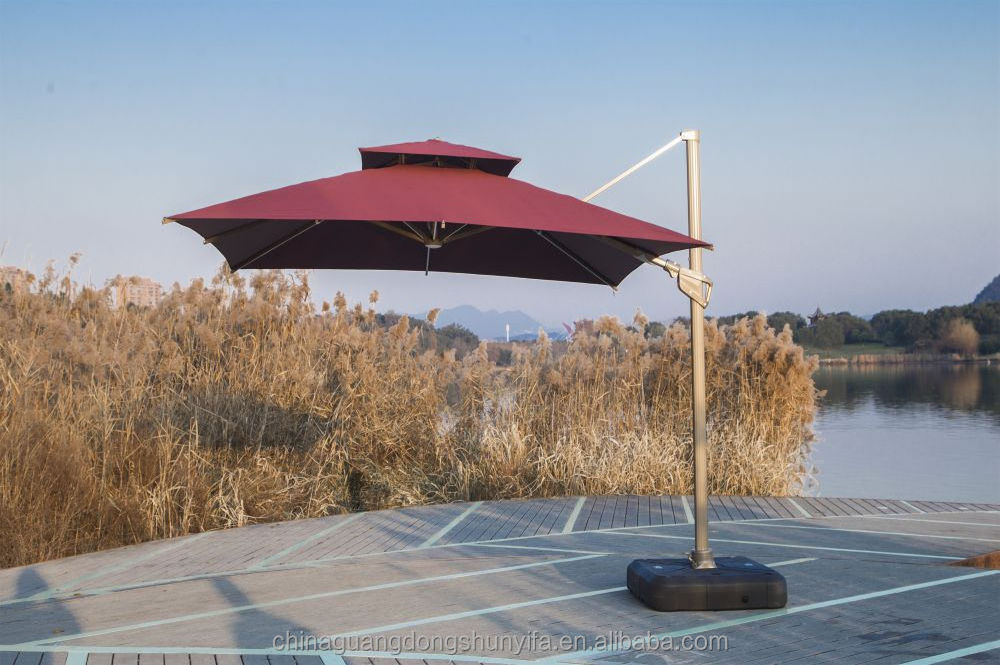 furniture parasol Square Roma Umbrella two tops cantilever patio courtyard umbrella parasol 3*3 meter  (10*10 Ft)