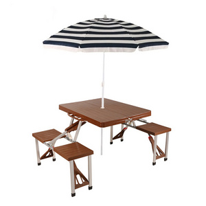 Wooden wood folding foldable outdoor portable picnic table umbrella