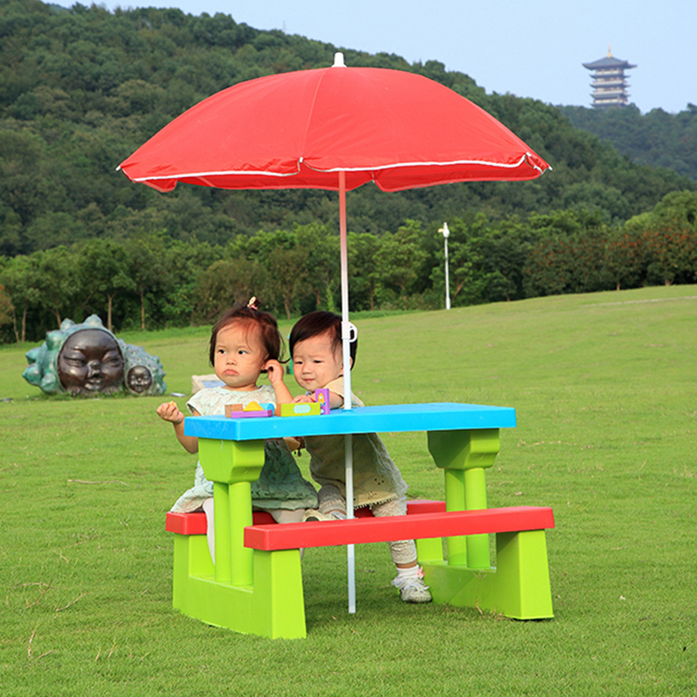 Children foldable kids kids outdoor table and chairs with umbrella picnic