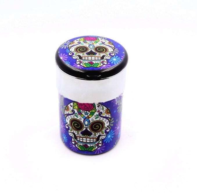 customizable creative skull led lighter up electric air smokeless ashtray with cover odorless ghost head car ashtray