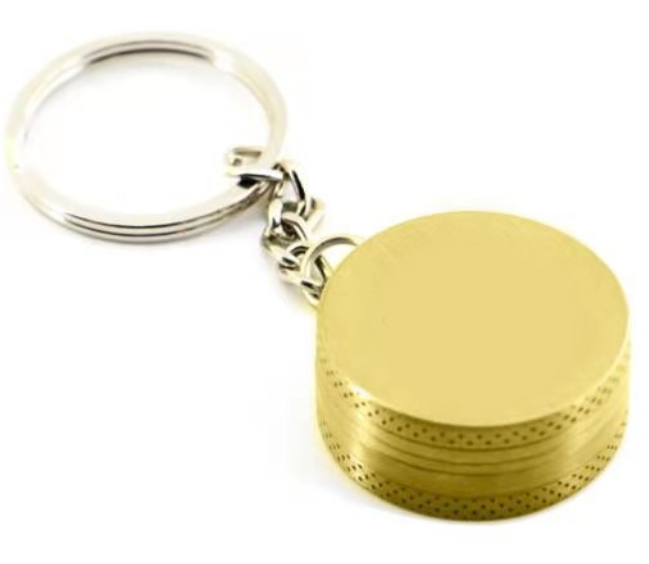 Custom logo zinc alloy  30mm 2 layers portable spice crusher mini pendant keychain herb grinder