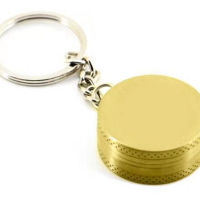 Custom logo zinc alloy  30mm 2 layers portable spice crusher mini pendant keychain herb grinder