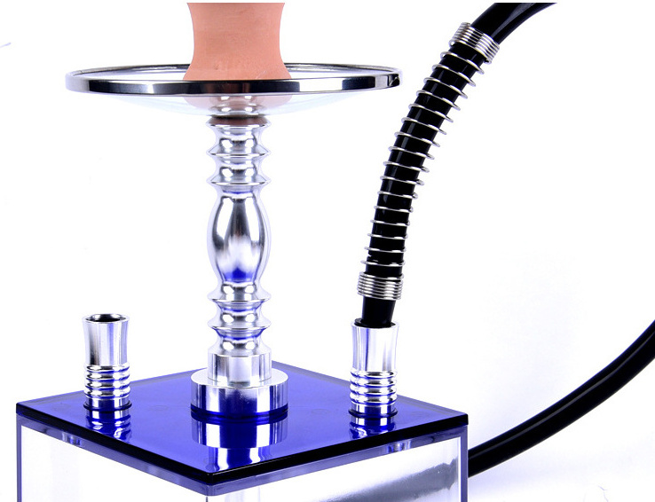 tobacco accessories plastic square cube silicone pipe light base holder acrylic hookah shisha with led lights