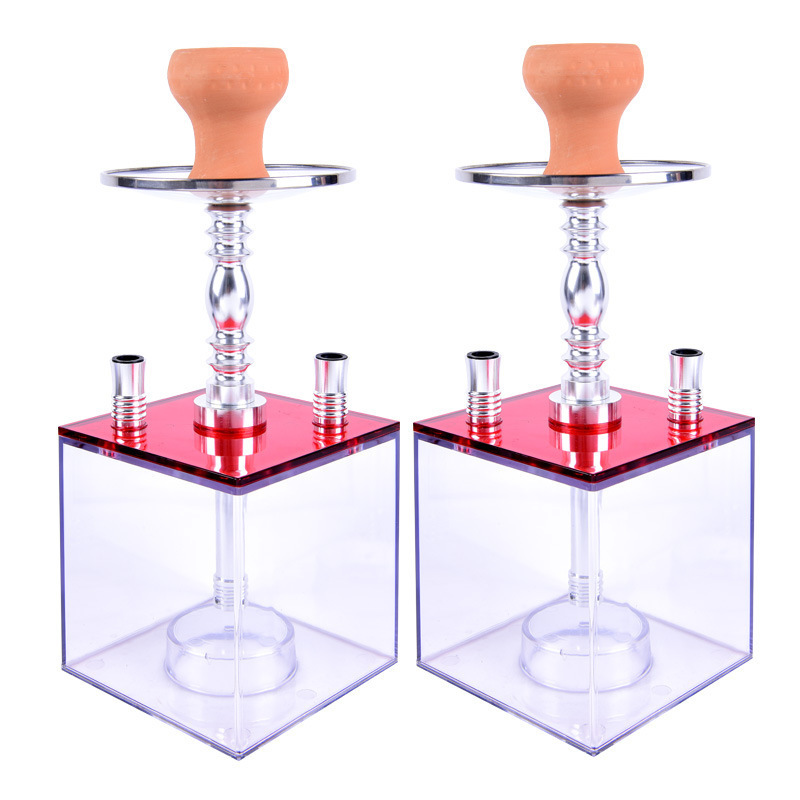 tobacco accessories plastic square cube silicone pipe light base holder acrylic hookah shisha with led lights