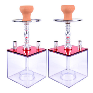 tobacco accessories plastic square cube silicone pipe light base holder acrylic hookah shisha with led lights