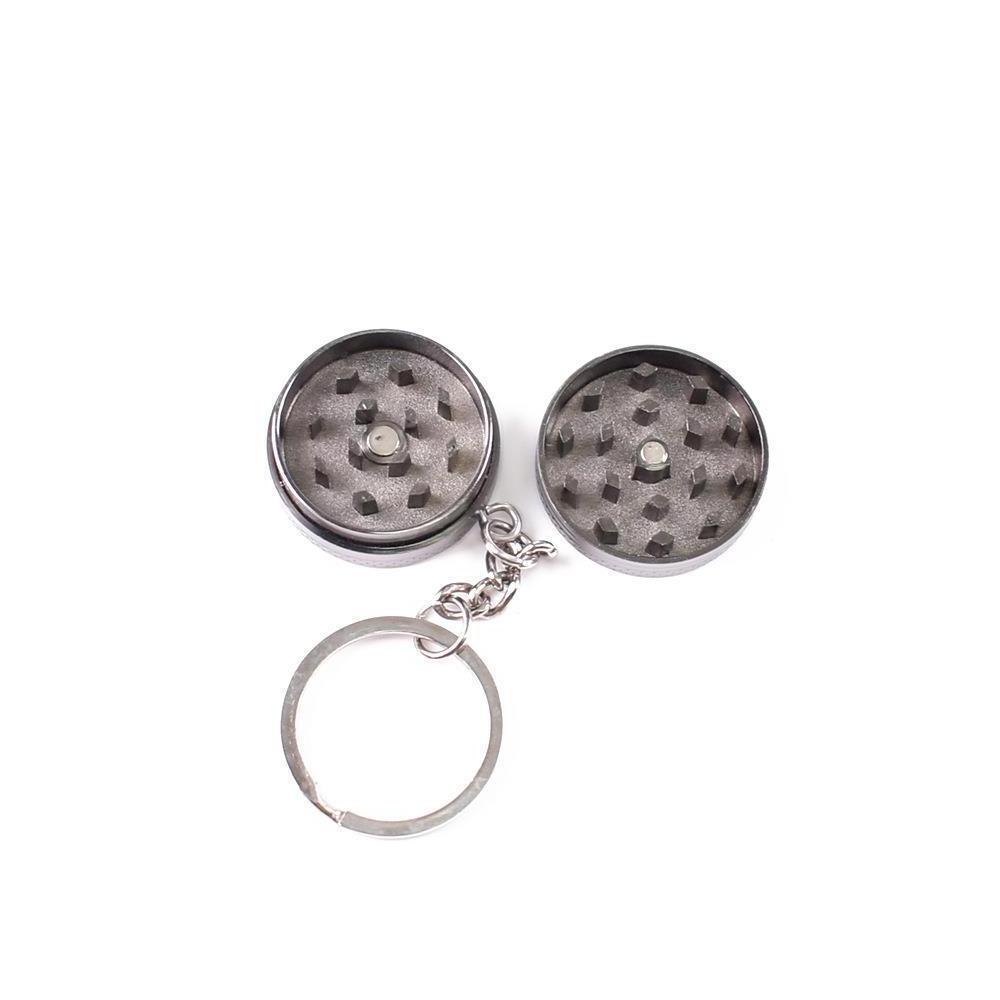 Custom logo zinc alloy  30mm 2 layers portable spice crusher mini pendant keychain herb grinder