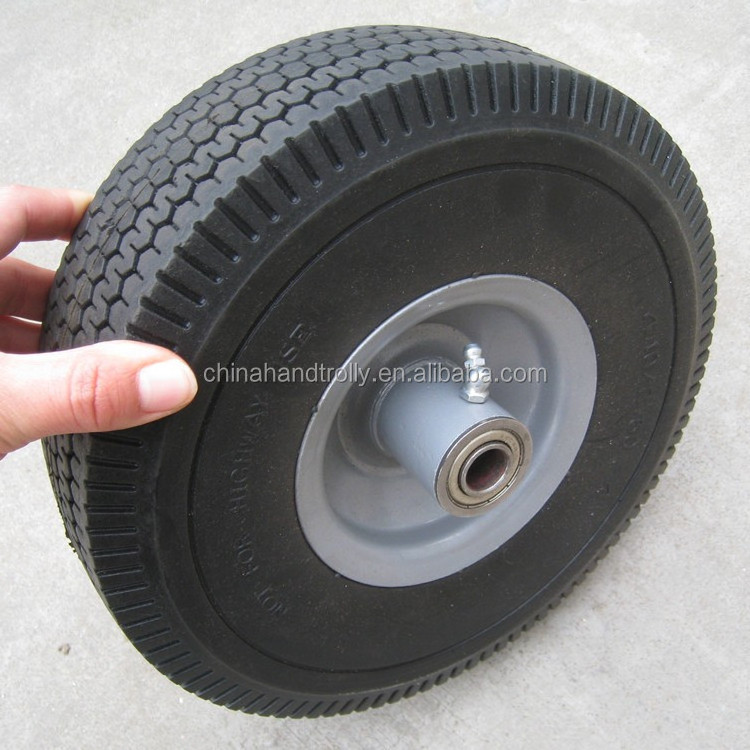 heavy duty solid rubber flat free tubeless hand truck tire wheel