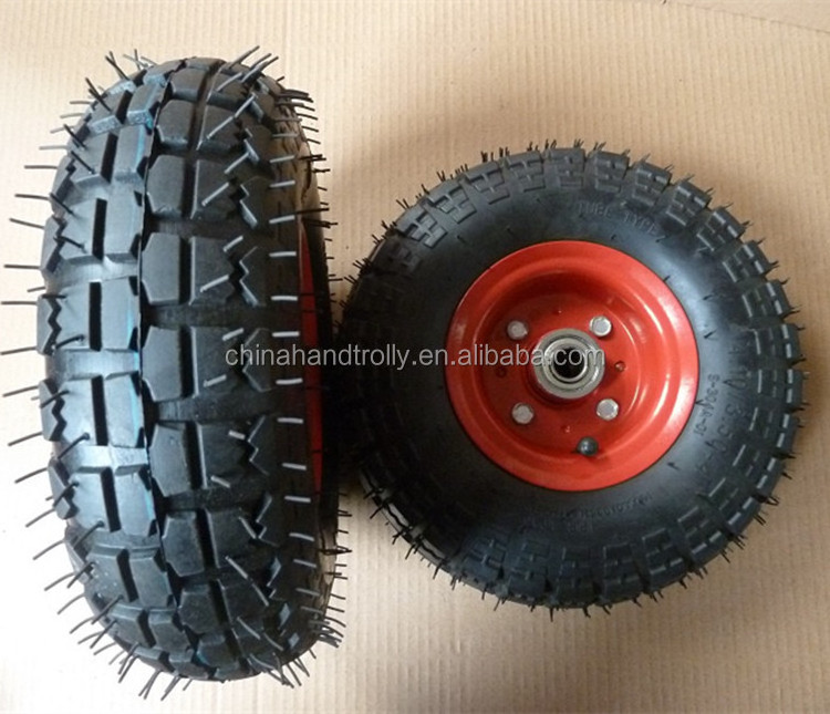 skidproof durable rubber wheel 10 inch metal pneumatic tyre for wholesaler