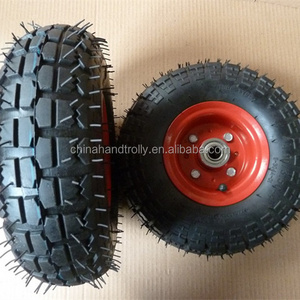 skidproof durable rubber wheel 10 inch metal pneumatic tyre for wholesaler