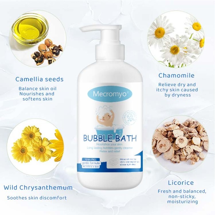 Private Label Organic Plant Based Non Irritant Bath Bubbles Bubble Bath Liquid Baby Baby's Bubble Bath