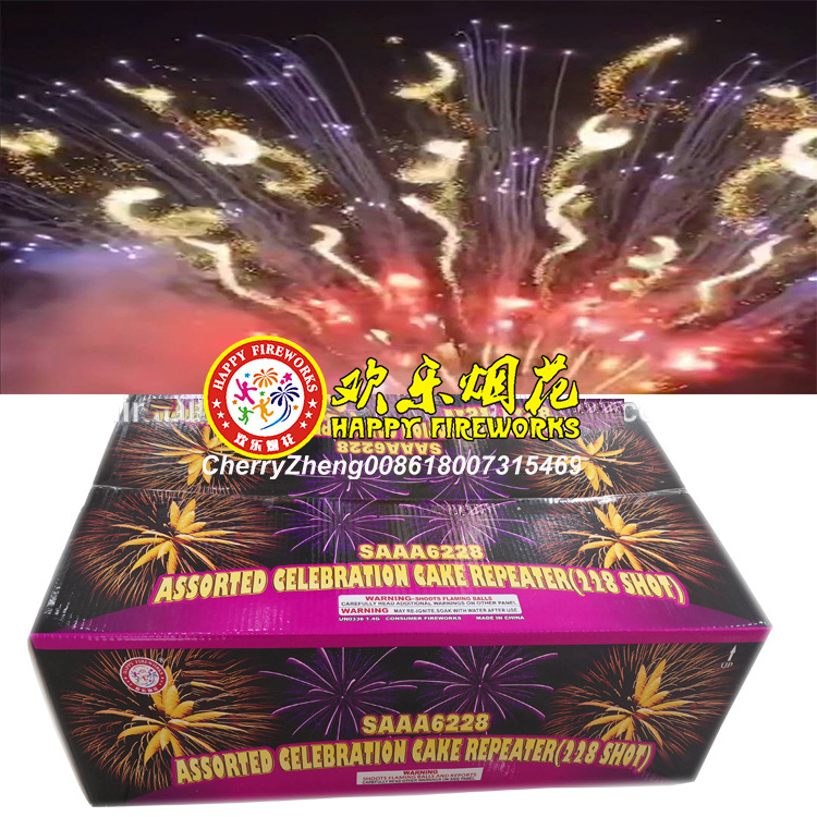 factory wholesale  assorted 228shots big salute cake fireworks for wedding party  fogos artificiais vatromet pompa feje