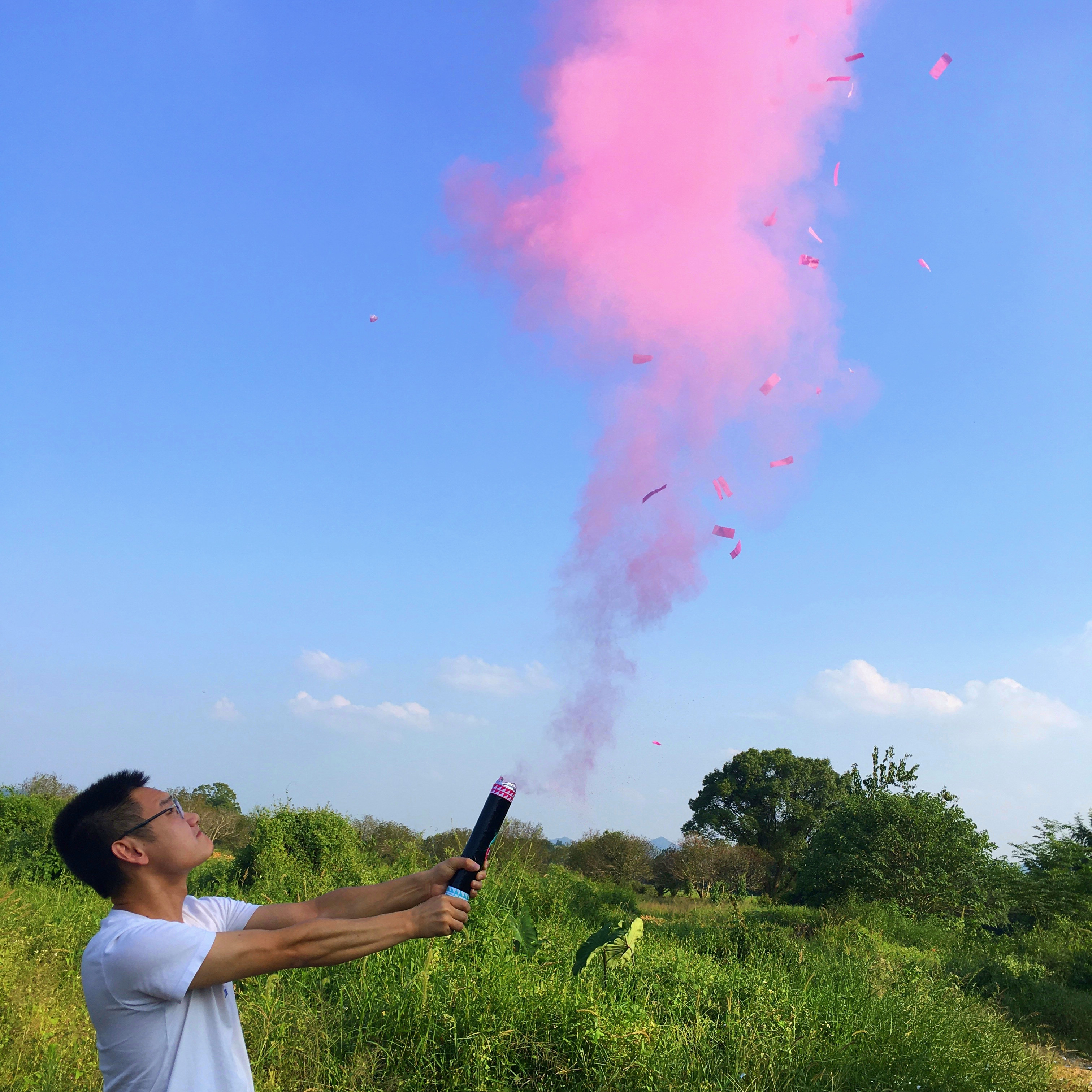 Party Popper Boy Or Girl Color Smoke Powder Tissue Confetti Cannon For Baby Gender Reveal