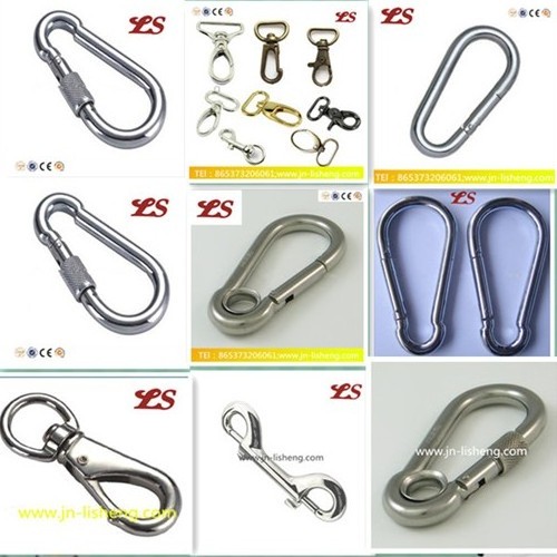 Quick Release Black Carabiner Metal Safety Carabiner Spring Swivel Stainless Steel 304 Snap Hooks