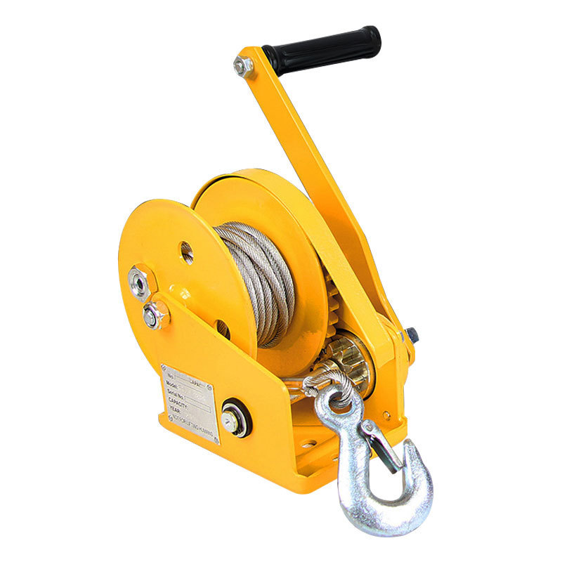 Portable self locking hand winch with stainless rope and hook